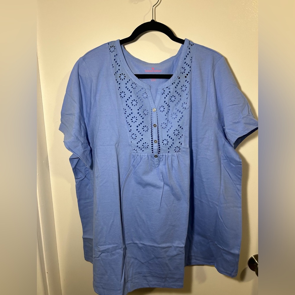 NTW Woman Within Blue Short Sleeve Top